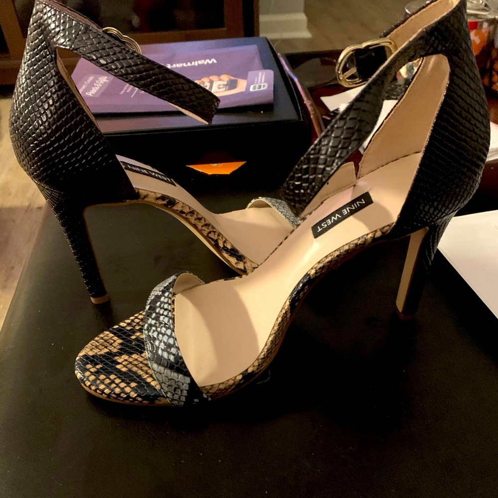 3.5 inch heel Nine West ankle strap sandal